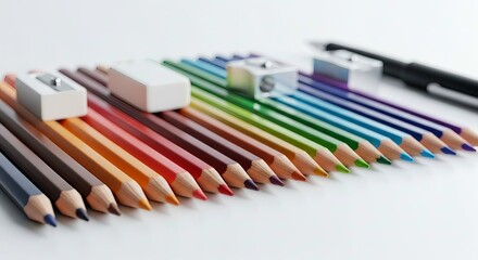 Naklejka premium Bold minimalist close-up of colored pencils or art materials