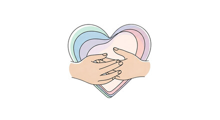 Hands Holding Pastel Heart Illustration