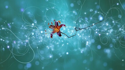 Surreal Lily Bloom with Ethereal Glow and Delicate Lines