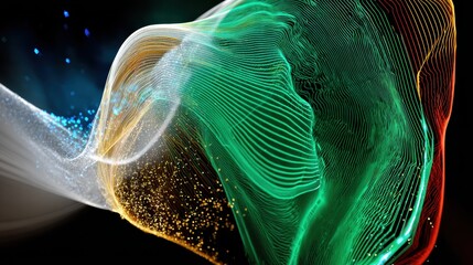 Vibrant, Ethereal Flow: Abstract Data Visualization with Bioluminescent Energy