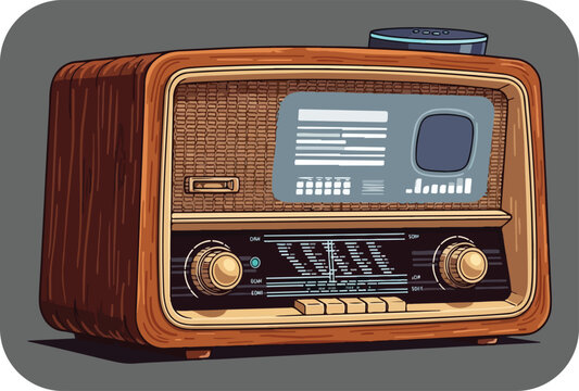 Vintage wooden tube radio with classic dial and modern smart speaker integration