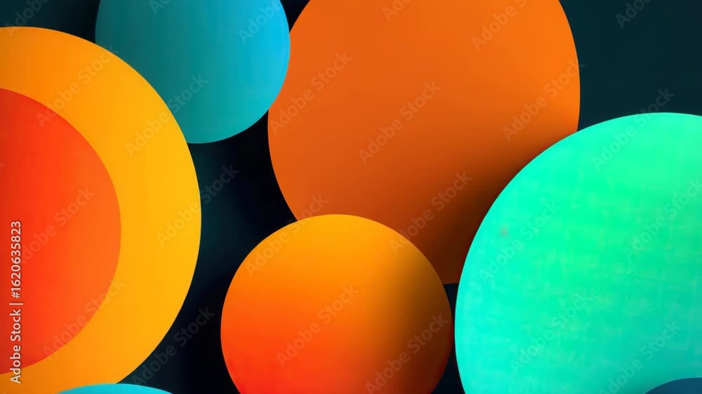 Poster colorful 3d floating spheres in abstract motion design background animation for modern visual art co