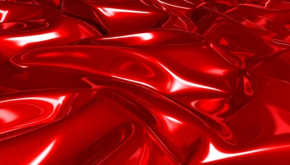 Abstract red glossy fabric folds