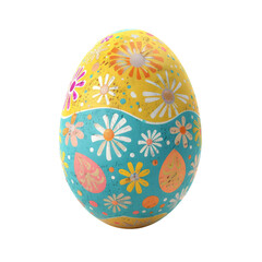 Fototapeta premium Round Easter egg, painted with flowers