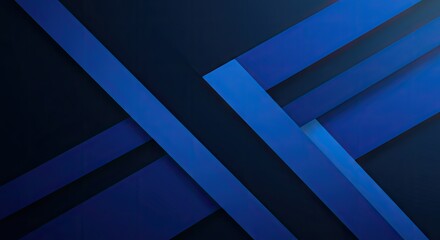 Fototapeta premium Abstract dark navy blue background with geometric light blue stripes design
