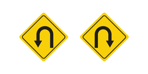 U-Turn Road Signs. U-Turn Direction Arrow. 