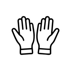 Safety Gloves Outline Icon – Minimal Line Art Symbol for Hand Protection and Industrial Safety
