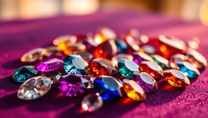 Sparkling jewels gleam on vibrant fabric