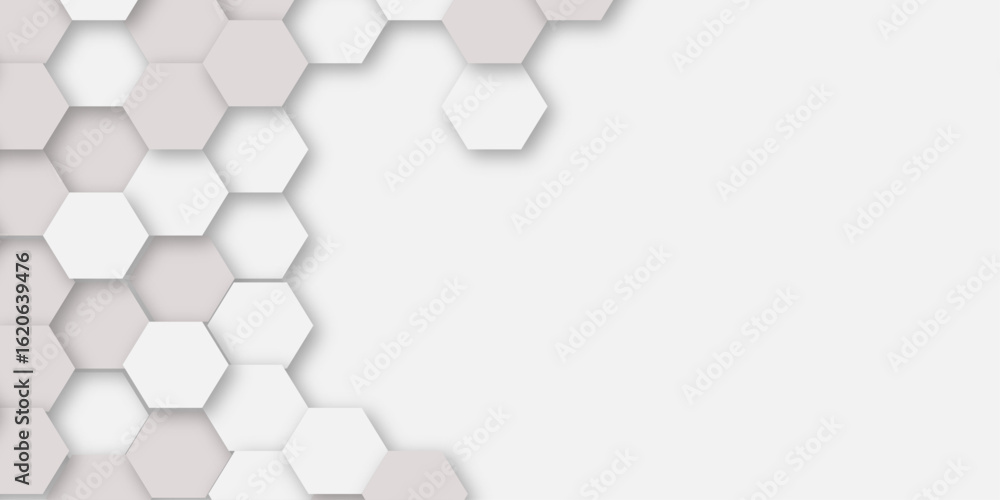 Poster abstract vector illustration science technology and medical concept hexagon. white hexagon design co