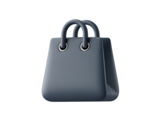 Gray handbag with silver rings isolated on a transparent background accessory