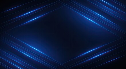 Futuristic Blue Glowing Lines Background with Space for Text and Logo