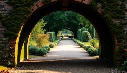 Verdant archway unveils gardens serene walkway
