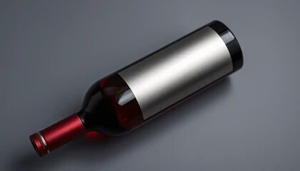Lying bottle of red liquid