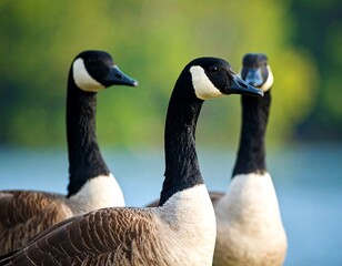 Obraz premium Three Canada Geese in a Row