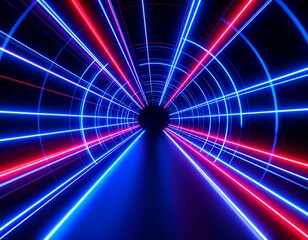 Neon tunnel with radiating lines