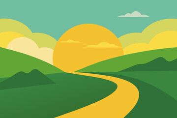 Fototapeta premium landscape with mountains and hills