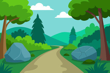 Obraz premium landscape with trees and mountains