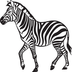 Obraz premium The image features a zebra positioned centrally, highlighting its unique striped pattern against a neutral background, Zebra vector style silhouette image