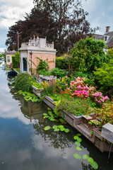 Historic tea houses (Imitation of "Turkish Tent") - garden rooms built for women to enjoy tea and relaxed along the canal. EDAM, NETHERLANDS.