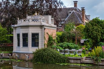 Historic tea houses (Imitation of "Turkish Tent") - garden rooms built for women to enjoy tea and relaxed along the canal. EDAM, NETHERLANDS.