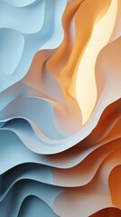 Colorful abstract paper art with layered curves in soft pastel tones and warm earthy shades