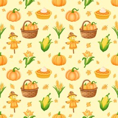 Seamless Autumn Harvest Pattern