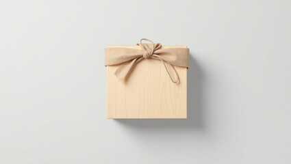Elegant Gift Box Wrapped with Ribbon on White Minimal Background