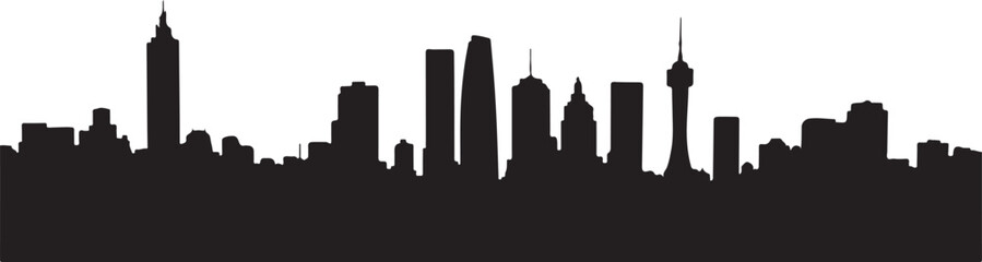 Obraz premium Black and White Mexico City Skyline Silhouette Photograph