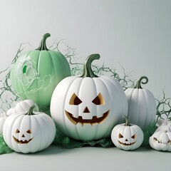 Halloween white and green Digital background