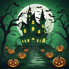 Halloween white and green Digital background