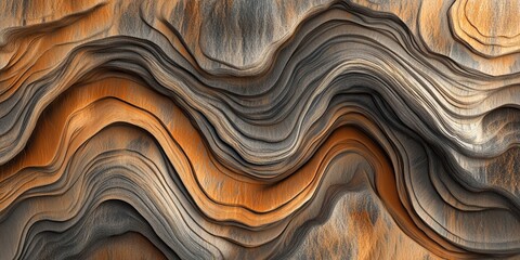 A detailed view of abstract organic patterns, reminiscent of wood grain or stone, with rich textures and warm tones