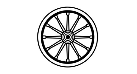 Fototapeta premium A wagon wheel minimalist black and white icon