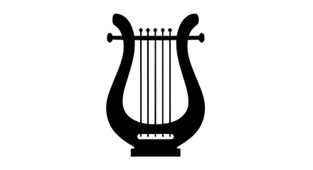 A lyre musical instrument minimalist black