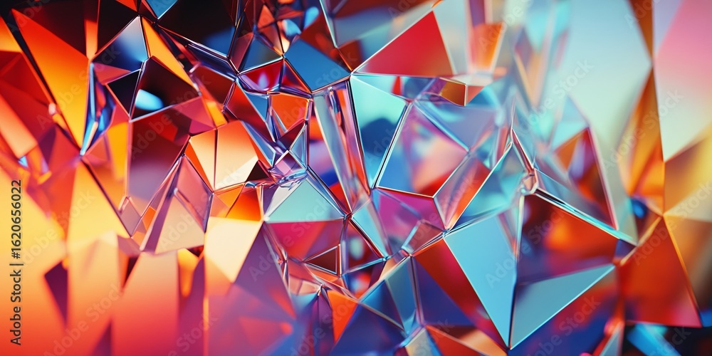 Poster fragmented shapes in a dynamic pattern, capturing the essence of movement and vibrant energy