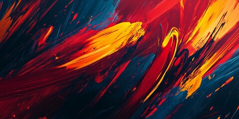 A dynamic abstract background with bold, sweeping strokes, focus on the intense colors and kinetic energy
