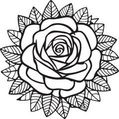 Rose Flower coloring page for kids Ai Generated