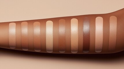 Makeup shades, various tones, on arm