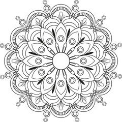 Circular pattern in the form of a mandala. Henna tatoo mandala. Mehndi style. Round mandala for coloring on white background. Decorative pattern in oriental style. Coloring book page. 