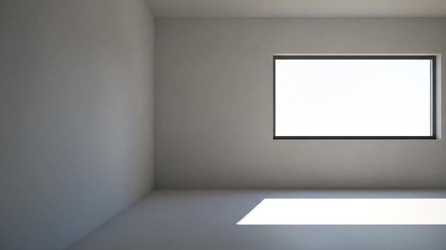 Empty Room with Sunlight Streaming Through Window, Creating a Bright Patch on the Floor