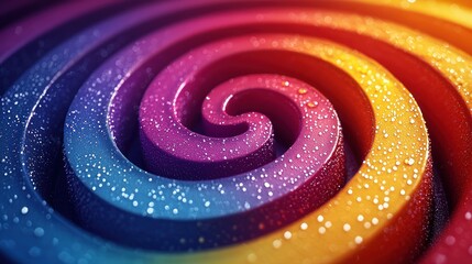 Abstract arrangement of curved panels with gradient colors and water droplets