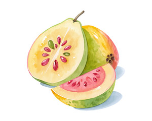 watercolor Quince Slice vector illustration isolated on white background