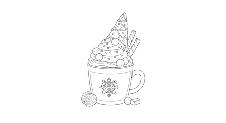 Cozy Winter Hot Cocoa Mug With Whipped Cream And Marshmallows Delightful Beverage
