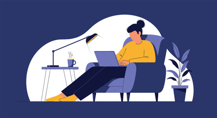 Enjoying Comfortable Remote Work From A Cozy Armchair With A Desk Lamp