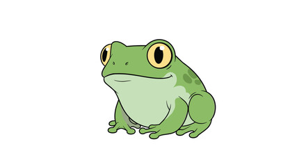 A curious green frog with big eyes sits patiently waiting for something to happen