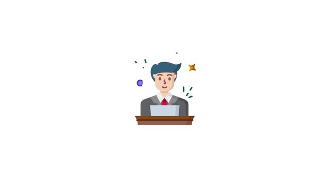 Waiter icon serving food with a smile, perfect for restaurant branding and culinary content