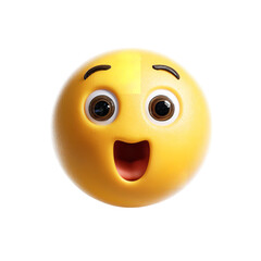 Fototapeta premium A vibrant yellow emoji featuring wide eyes and an open mouth expressing excitement on a black background