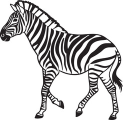 Obraz premium The image features a zebra positioned centrally, highlighting its unique striped pattern against a neutral background, Zebra vector style silhouette image