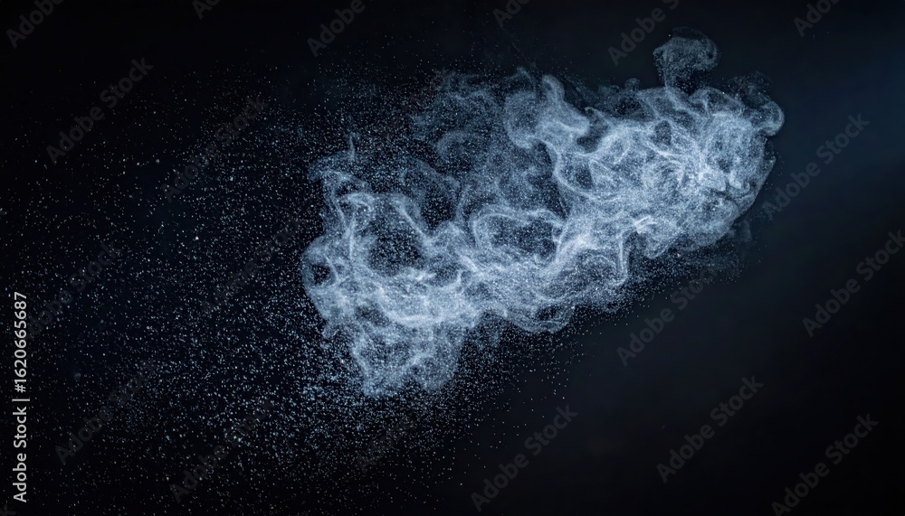 Poster ethereal white smoke swirling abstract background with fine particles creating a mysterious atmosphe