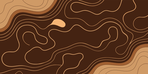 Abstract brown topographic vector background. Modern minimalist illustration with earth tone contour lines for banners, posters, and elegant graphic design.