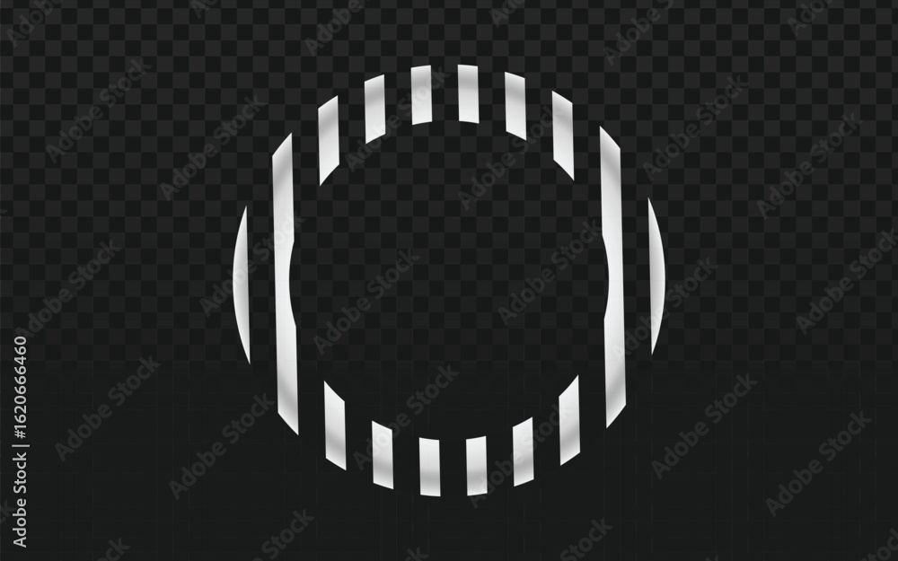 Poster abstract circular loading bar icon with segmented white and gray lines, perfect for user interface e